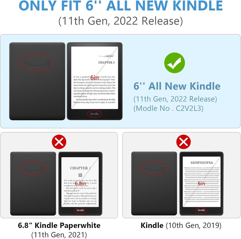 FUWANG Case for Kindle 6 inch 2024 and 2022 Releases Only (11 Generation) - Ultra Slim Lightweight Premium PU Leather Folio Cover with Auto Wake/Sleep Fits Kindle 6'' 11th Generation 2024/2022 - Image 2